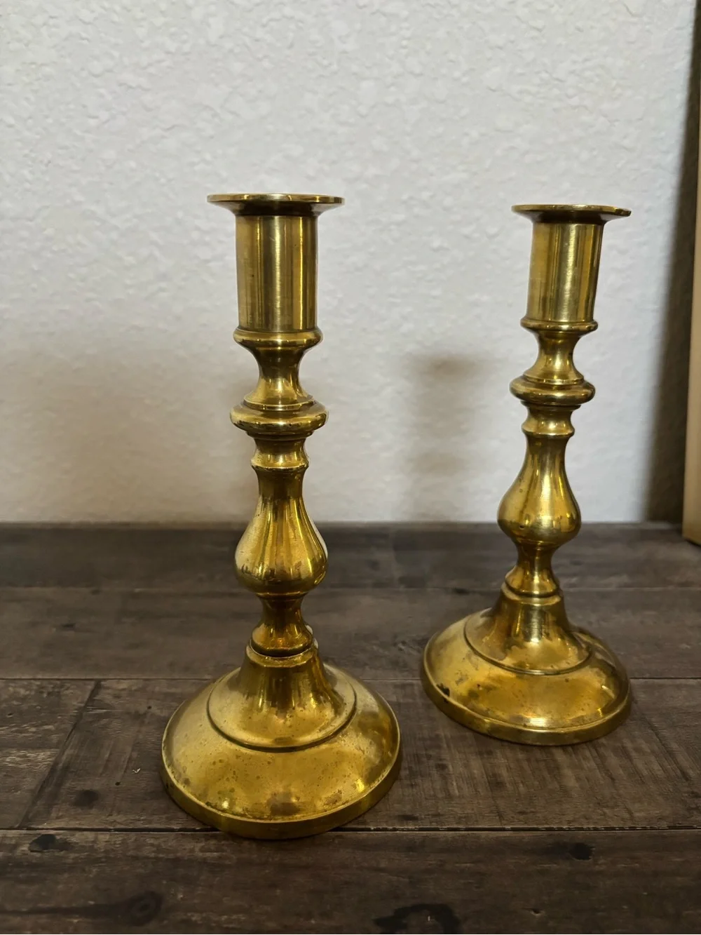 Antique English Brass Candlestick holder set of two